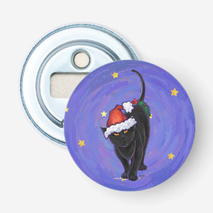 Starry Night Black Cat Christmas Bottle Opener