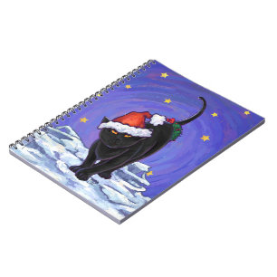 Starry Night Black Cat Christmas Notebook