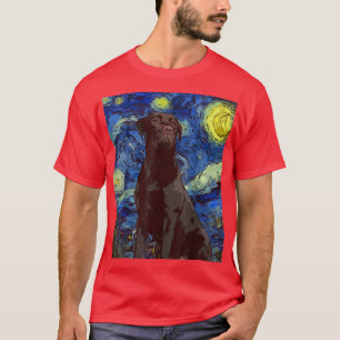 Starry Night Black Giant Labrador Dog Painting Dog T-Shirt