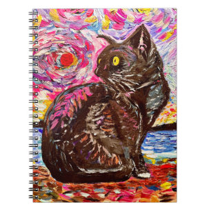 Starry Night Black Kitty Notebook