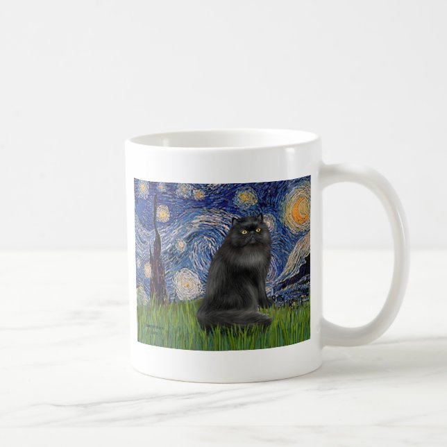 Starry Night - Black Persian cat Coffee Mug (Right)