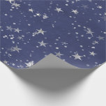 Starry Night Blue Navy Grey Silver Confetti Wrapping Paper<br><div class="desc">florenceK design 
Delicate woodland starry forest wrapping paper.</div>