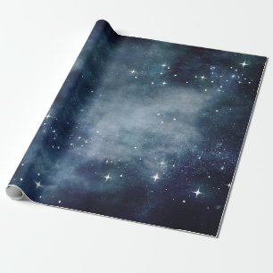 Starry Night Blue Sky Cosmic Star Universe Sparkle Wrapping Paper