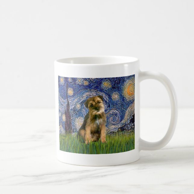Starry Night - Border Terrier #1 Coffee Mug (Right)