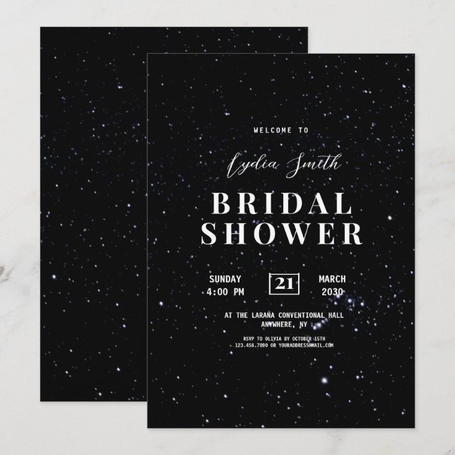 Starry Night Bridal Shower Celestial invitation  (Front/Back)