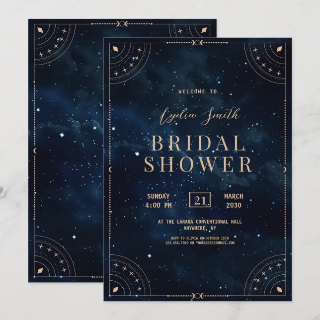 Starry Night Bridal Shower Celestial invitation  (Front/Back)