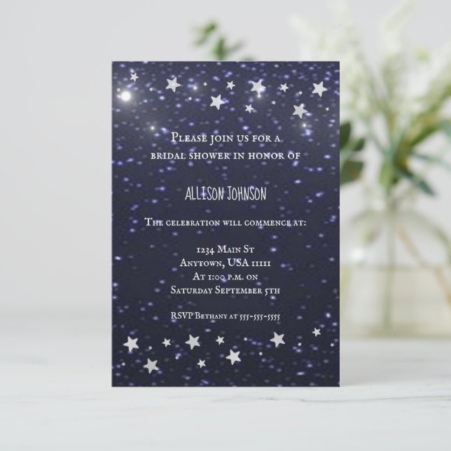 Starry Night Bridal Shower Invite (Standing Front)