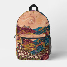 Starry Night Burgundy Backpack