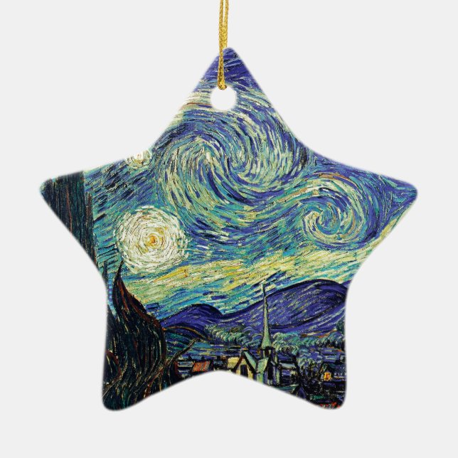 Starry Night by van Gogh Ceramic Ornament (Front)