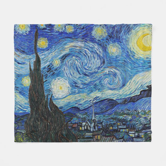 Starry Night by Van Gogh, Fleece Blanket (Front (Horizontal))