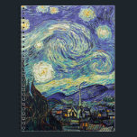 Starry Night by van Gogh Notebook<br><div class="desc">Van Gogh was obsessed by the symbolism of luminous objects and of colour. The lamp was a symbol of calm and security. The star symbolized faith, and gaslight, human realities. Deep ultramarine blue was infinity, while red and green expressed "those terrible things, men's passions.</div>