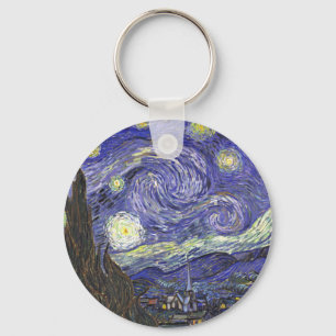 Starry Night by Van Gogh round keychain