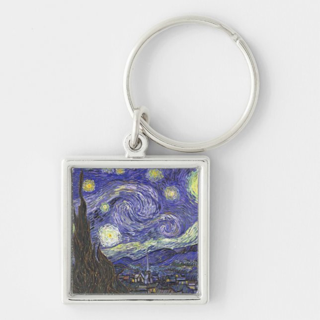 Starry Night by Van Gogh square keychain (Front)