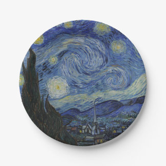 Starry Night by Vincent van Gogh - 1889 Paper Plate