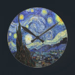Starry Night By Vincent Van Gogh 1889 Round Clock<br><div class="desc">To the best of my knowledge these images are in public domain and believed to be free to use without restriction in the US. 
 Please contact me if you discover that any of these images are not in Public Domain.</div>