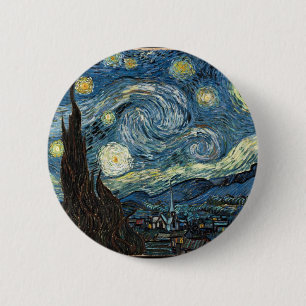Starry Night by Vincent Van Gogh 2 Inch Round Button