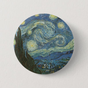 Starry Night by Vincent Van Gogh 2 Inch Round Button