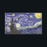 Starry Night by Vincent van Gogh Business Card<br><div class="desc">Starry Night by Vincent van Gogh is a vintage fine art post impressionism landscape cityscape painting featuring a view of Saint Remy, France from van Gogh's asylum. The night sky is swirling with clouds with a bright crescent moon and shining stars over the quaint village. Starry Night is probably van...</div>