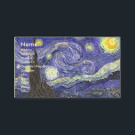 Starry Night by Vincent van Gogh Business Card<br><div class="desc">Starry Night by Vincent van Gogh is a vintage fine art post impressionism landscape cityscape painting featuring a view of Saint Remy, France from van Gogh's asylum. The night sky is swirling with clouds with a bright crescent moon and shining stars over the quaint village. Starry Night is probably van...</div>