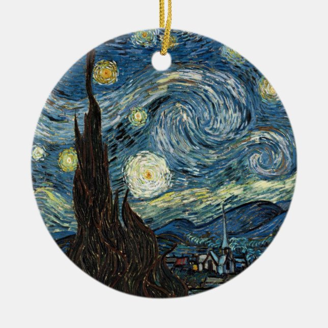 Starry Night by Vincent van Gogh Ceramic Ornament (Front)