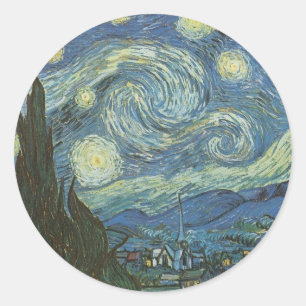 Starry Night by Vincent Van Gogh Classic Round Sticker
