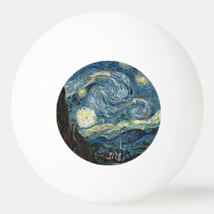 Starry Night by Vincent van Gogh. Famous art Ping Pong Ball
