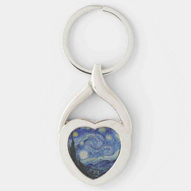 Starry Night by Vincent Van Gogh Keychain (Front)