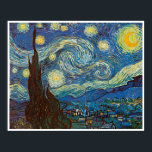 Starry Night by Vincent van Gogh Poster<br><div class="desc">Vincent Willem van Gogh a Dutch post-impressionist painter is best known for his use of vivid colours and the emotional impact of his work.</div>