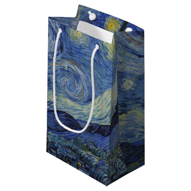 Starry Night by Vincent Van Gogh Small Gift Bag (Front Angled)