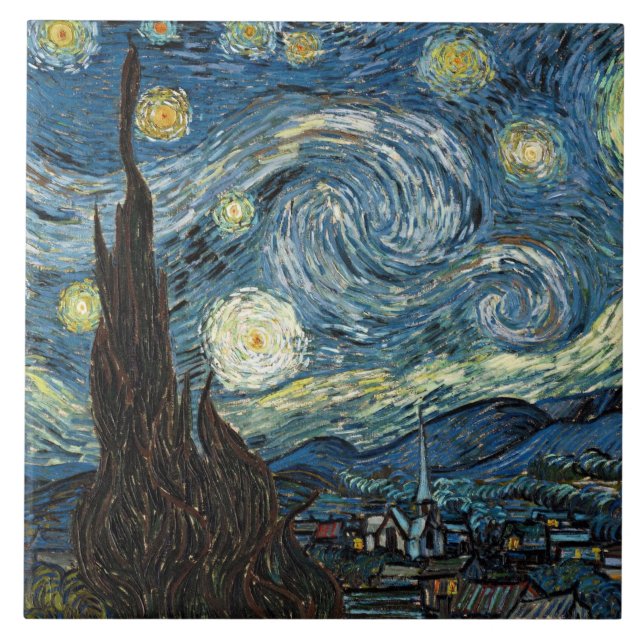 Starry Night by Vincent van Gogh Tile (Front)