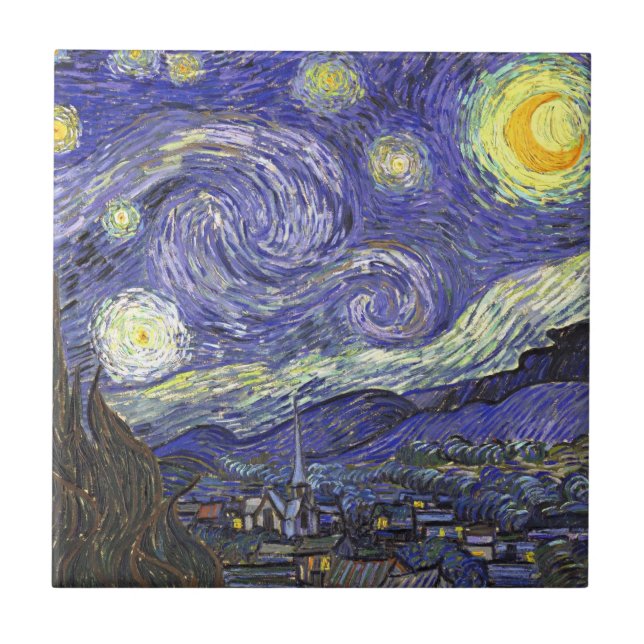 Starry Night by Vincent van Gogh Tile (Front)