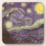 Starry Night by Vincent van Gogh, Vintage Fine Art Coaster<br><div class="desc">Starry Night (1889) by Vincent van Gogh is a vintage post impressionism fine art landscape nature painting. A view of a city in a valley at night with the clouds swirling, the stars shining and a beautiful golden yellow crescent moon. It was painted during the day from memory and is...</div>