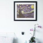 Starry Night by Vincent van Gogh, Vintage Fine Art Poster<br><div class="desc">Starry Night (1889) by Vincent van Gogh is a vintage post impressionism fine art landscape nature painting. A view of a city in a valley at night with the clouds swirling, the stars shining and a beautiful golden yellow crescent moon. It was painted during the day from memory and is...</div>