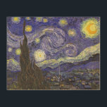 Starry Night by Vincent van Gogh Wood Wall Art<br><div class="desc">Starry Night by Vincent van Gogh is a vintage fine art post impressionism landscape cityscape painting featuring a view of Saint Remy, France from van Gogh's asylum. The night sky is swirling with clouds with a bright crescent moon and shining stars over the quaint village. Starry Night is probably van...</div>