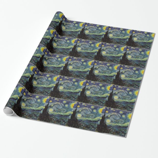 Starry Night by Vincent van Gogh. Wrapping Paper (Unrolled)