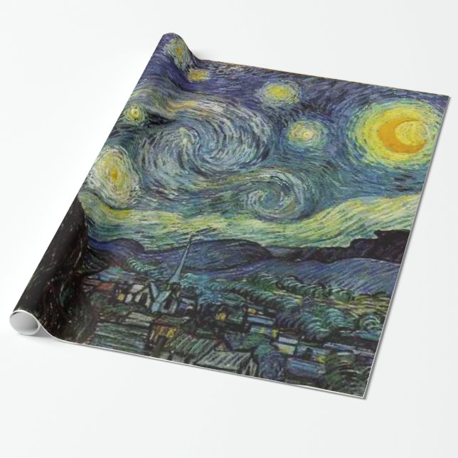 Starry Night by Vincent van Gogh. Wrapping Paper (Unrolled)