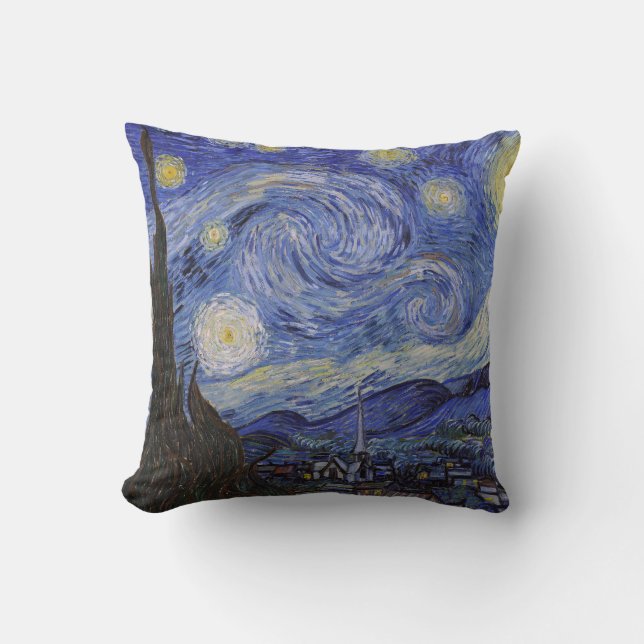 Starry night by Vincent Willem van Gogh painting Throw Pillow (Front)