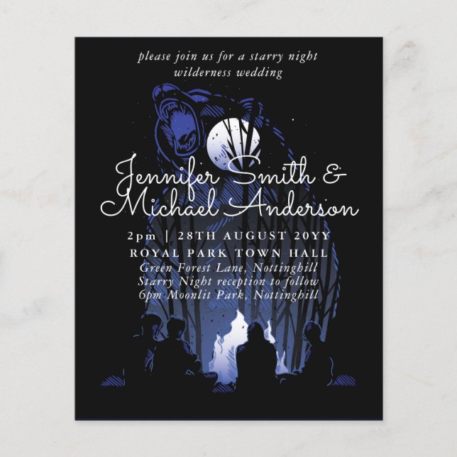 Starry Night Camping Wedding in Wilderness Invites (Front)