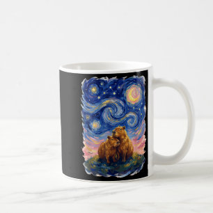 Starry Night Capybara Couple Art Parody Valentines Coffee Mug