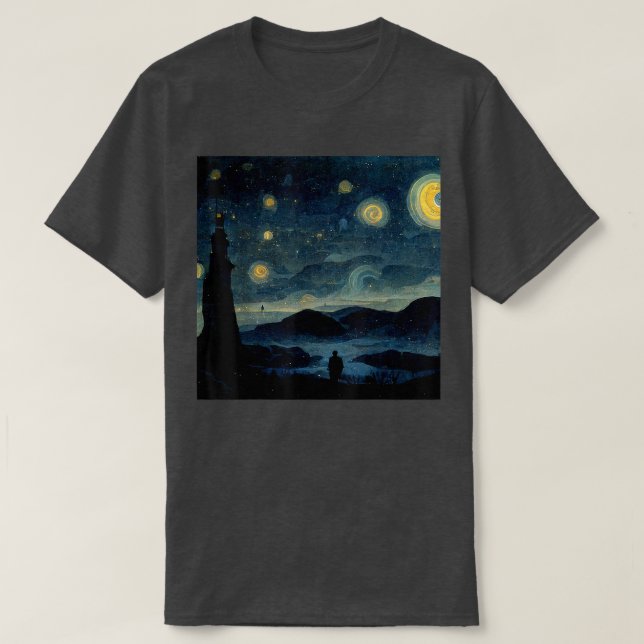 Starry Night Caspar David Friedrich T-Shirt (Design Front)