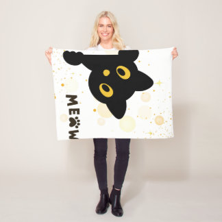 Starry Night Cat Fleece Blanket