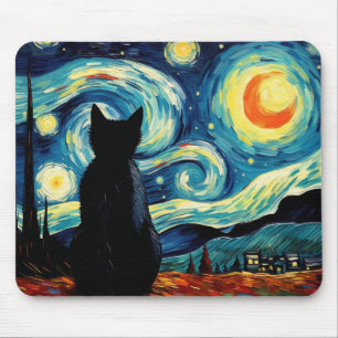 Starry Night Cat Mouse Pad