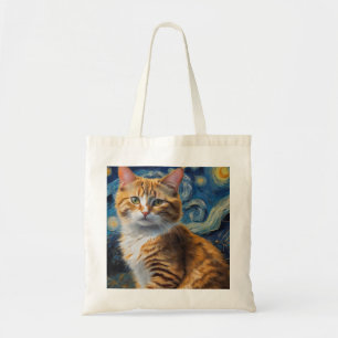 Starry Night Cat Tote Bag