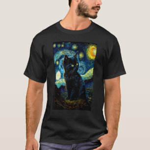 Starry Night Cat Van Gogh Cat Cat Lover Cat Mom Ca T-Shirt