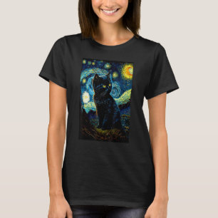 Starry Night Cat Van Gogh Cat Cat Lover Cat Mom Ca T-Shirt