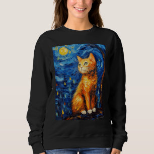 Starry Night Cat, Van Gogh Cat, Cat Lover, Cat Mom Sweatshirt