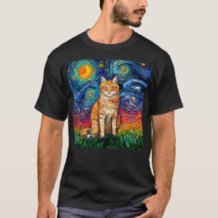 Starry Night Cat, Van Gogh Cat, Cat Lover, Cat Mom T-Shirt