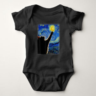 Starry Night Cat, Van Gogh Cat Lover Cat Dad Mom T Baby Bodysuit