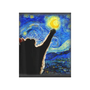 Starry Night Cat, Van Gogh Cat Lover Cat Dad Mom T Canvas Print