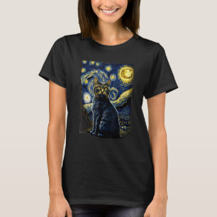 Starry Night Cat Van Gogh Cat Lover Gifts Cat Mom, T-Shirt